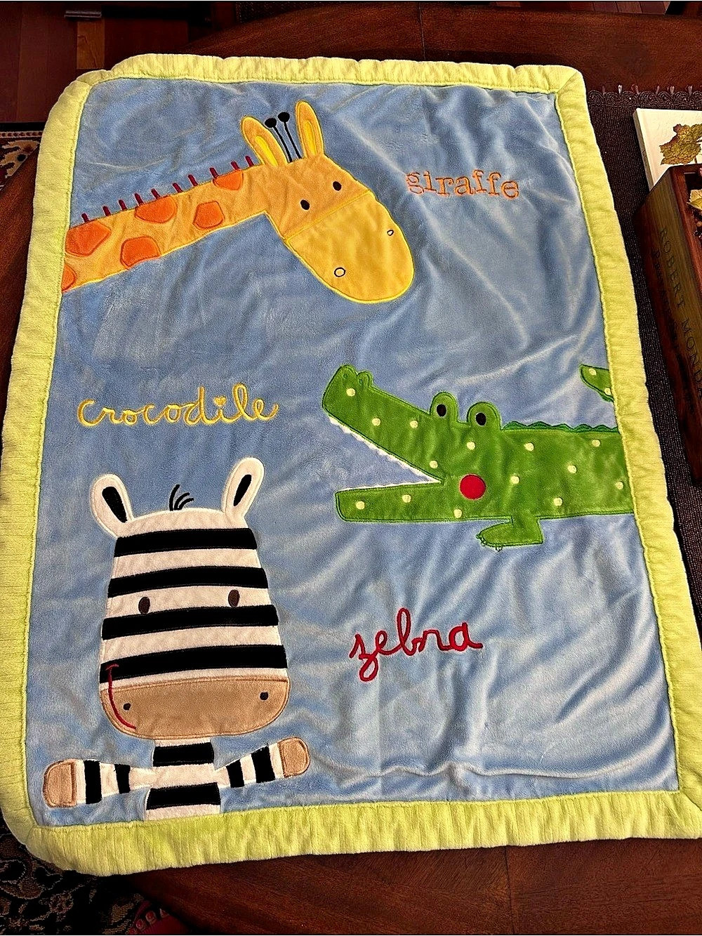 Koala Baby Animal Safari Baby Blue Green Fleece Blanket Zebra Giraffe Crocodile